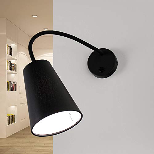 Schwarze Wandleuchte mit beweglichem Flexarm Schalter an Leuchte Modern stylisch BANTA Leselampe Wand Bett