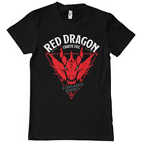 Dungeons & Dragons Offizielles Lizenzprodukt Red Dragon - Chaotic Evil Groß & Hoch Herren T-Shirt (Schwarz), XXX-Large