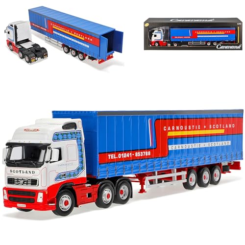 Cararama Volvo FH12 3 Achser LKW Sattelzug Carnoustie Weiss Rot 1/50 Modell Auto