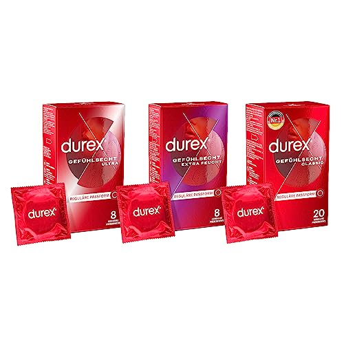 Kondom-Mix hauchzarte Kondome für intensives Empfinden und innige Zweisamkeit Durex Gefühlsecht 36 Stück