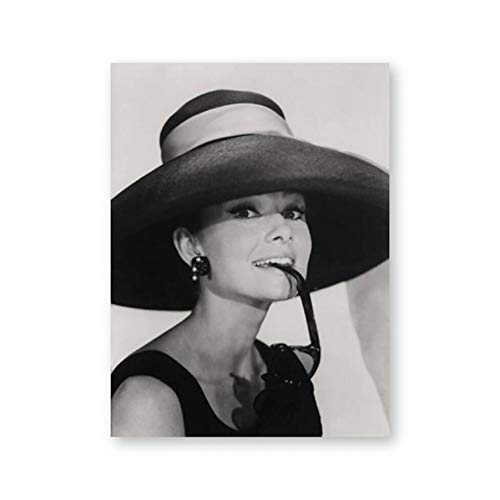 JWJQTLD Leinwanddruck Audrey Hepburn Poster Vintage Wand Drucken Fotografie Kunst Leinwand Gemälde Vogue Picture Home Wand Kunst Dekor