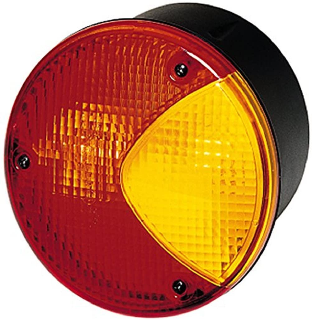 HELLA - Heckleuchte - Glühlampe - 24/12V - Anbau/geschraubt - Lichtscheibenfarbe: gelb/rot - Stecker: Flachstecker - links/rechts - Menge: 1 - 2SW 964 169-081