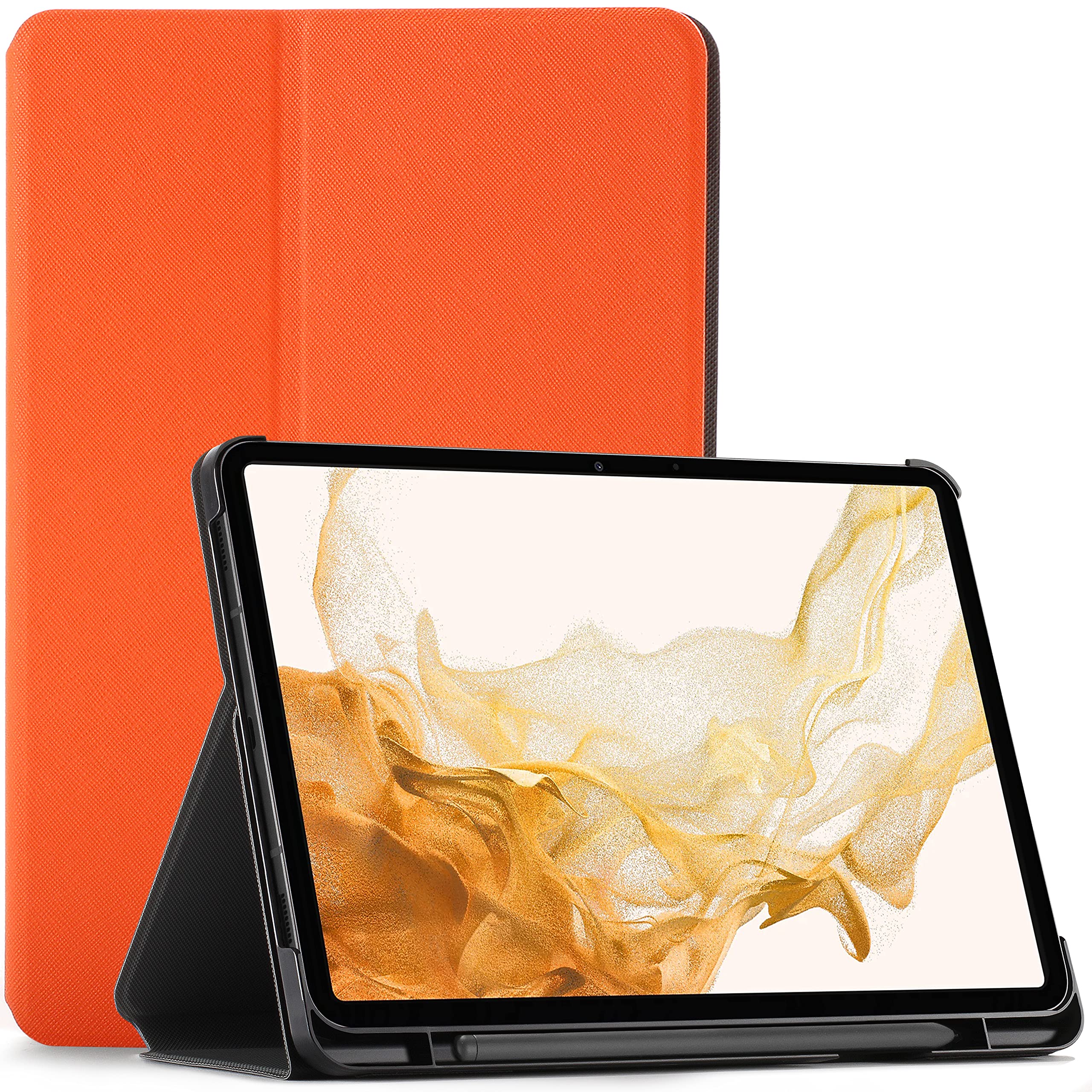 Forefront Cases Hülle für Samsung Galaxy Tab S8 11 - Schutz Galaxy Tab S8 Hülle Ständer mit S-Pen Halter - Orange - Dünn, Smart Auto Schlaf/Wach, Samsung Galaxy Tab S8 11 zoll 2022 Schutzhülle, Tasche