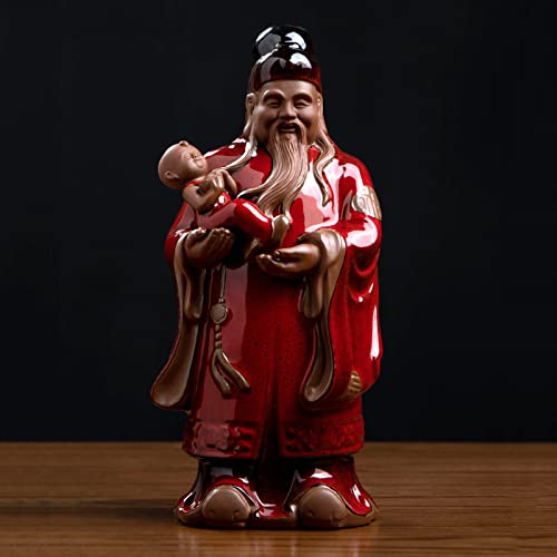 BOCbco Feng Shui Fu Lu Shou Götter San Xing Statue Kreative Keramik Fuk LUK Sau DREI Götter Langlebigkeit Figur Skulptur für Home Office Decor,A