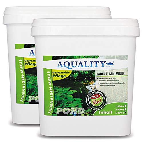 AQUALITY Gartenteich 3in1 Fadenalgen-Minus (Wirkt sicher und gezielt - Fadenalgenvernichter, Algenmittel, Algenentferner mit Sofortwirkung), Inhalt:10 kg