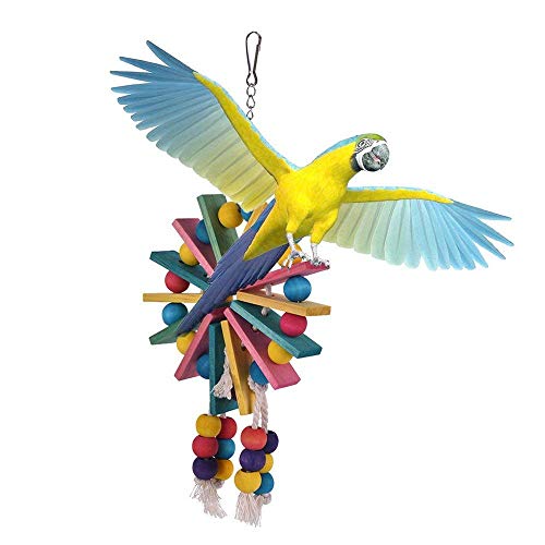 SEnjoyyBird Spielzeug für Papageien, Schaukel, Zubehör, bunt, Holz, Riesenrad, Spielzeug für den Käfig, 16,5 x 3 x 32 cm