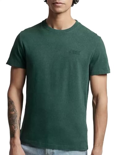 Superdry Herren Mikrostrukturiertes T-Shirt aus Bio-Baumwolle mit Stickerei Burgunderrot Meliert L