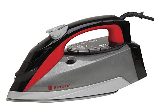 SINGER SteamLogic Plus 7070 Iron with 1775 Watts, 45 Minutes of Continuous Steam Output, and 300 ml Tank Capacity, Red