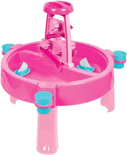 Dolu Rosa 3-in-1 Aktivitäts-Sand- und Wasserspieltisch - Rosa Indoor & Outdoor Aktivitätstisch mit Deckel für Kinder im Alter von 2 bis 8 Jahren (73 cm H)