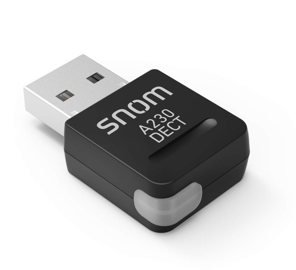 Snom A230 USB DECT-Dongle wird über den vorhandenen USB-Port des Snom Tischtelefons verbunden und dient fortan als DECT Basisstation, Keine Konfiguration nötig, 00004386