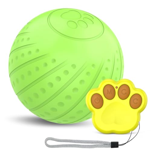 Komdndht Intelligentes Interaktives, Aktiver Rollball für Welpen/Kleine Hunde, mit LED-Lichtern, mit Fernbedienung, Langlebig, Einfache Installation – Grün