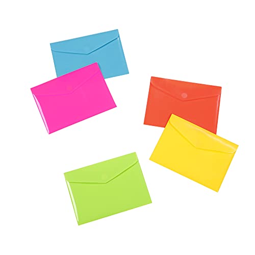 Viquel 25 Stück DIN A5 Briefumschläge mit Klettverschluss - Doppeltasche aus Kunststoff - 5 Farben sortiert