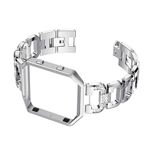 Hemobllo Kompatibel für Fitbit Blaze Bänder Strass Uhrenarmband Schnellverschluss Ersatzarmband Armband mit Rahmen Kompatibel mit Fitbit Blaze Smart Watch (Silber)