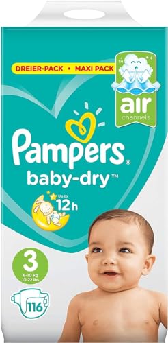 Pampers Baby-Dry Windeln, Gr. 3, 116 Windeln, für Atmungsaktive Trockenheit