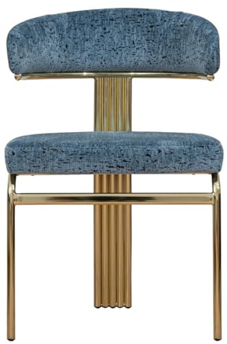 Casa Padrino Luxus Esszimmer Stuhl Blau/Gold H. 83 cm