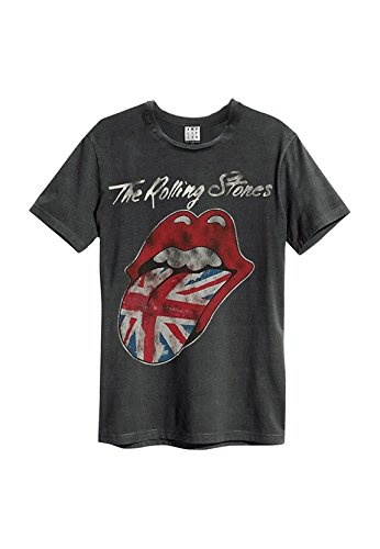 Amplified Herren T-Shirt Rolling Stones UK Tongue, Grau (Charcoal), M
