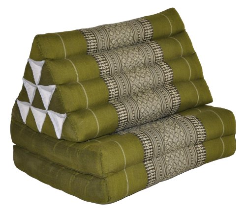 Wilai Bodenkissen Sitzkissen Bodenmatte Loungekissen Zierkissen Kapok Thaikissen, ausklappbar (81802 - grün)