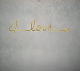 Love Herz Sticker Aufkleber Wandtattoo Wandaufkleber Wand Schlafzimmer Modern Selbstklebend Romantisch Liebe (Gold, M 100cm x 24cm)