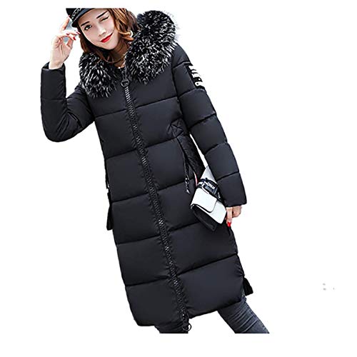 OranDesigne Damen Daunenjacke Steppjacke Elegant Frauen Winter Warm Jacke mit Kapuze Reißverschluss Lang Mantel Schwarz DE 38