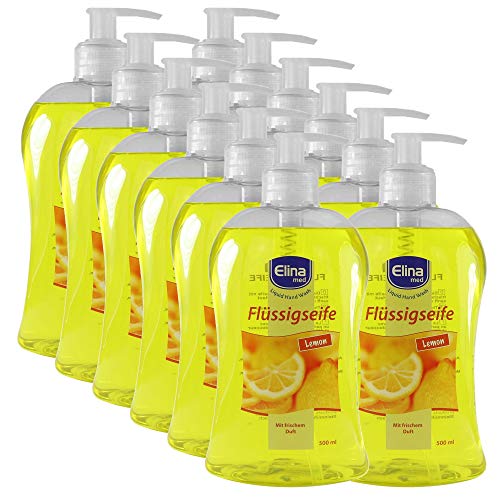 12 x Elina med - Seife/Flüssigseife - Lemon - Mit frischem Duft (12 x 500 ml)