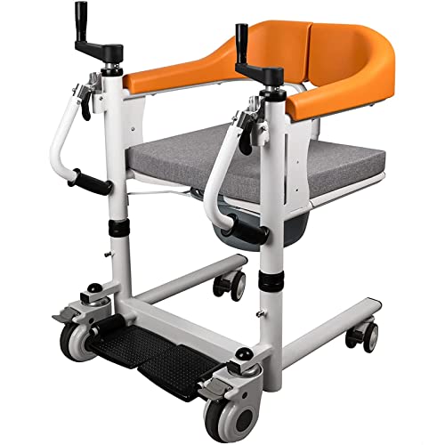Patientenlift-Transfer-MobilitätsstuhlTransferrollstuhl-Patientenlifter für zu Hause, 310-Pfund-Last-Transferstuhl am Krankenbett, um 180 ° geteilter Sitz, Badezimmer-Rollduschstuhl-Hebehilf