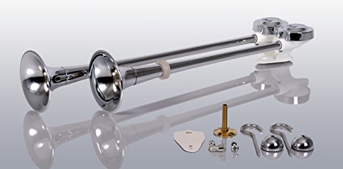 Marco LKW Druckluft Doppelhorn 54cm und 64cm lang (Trichter aus hochglanzverchromten Messing) für LKW Druckluftanlage mit einer Barzahl von 6-12.