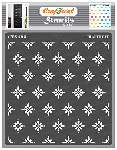 CrafTreat Wall Pattern Stencils for Painting on Wood, Wall, Paper, Fabric and Floor - Dotting Daisies - 30.5 x 30.5 cm - Reusable DIY Arts and Crafts Stencils Pattern for Painting