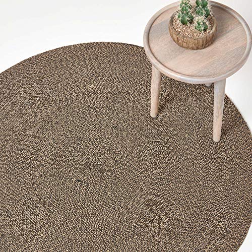 Homescapes runder Teppich, handgeflochtener Baumwollteppich 120 cm im Vintage-Stil, beige und schwarz