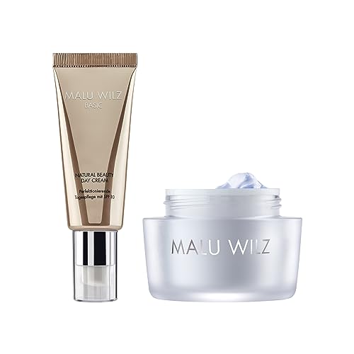 Malu Wilz Bundle Natural Beauty Day Cream + Hyaluronic Active+ Cream Soft I Erfrischende Skincare Gesichtspflege-Creme Set I Creme 40ml + Booster 50ml