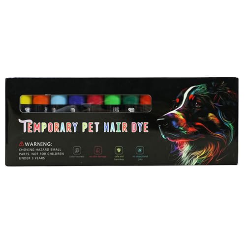 WuLi77 Hundepflegekreide 12-Farben Set Sichere Waschbare Haarkreide Für Halloween Karneval Party Tierhaarfärbestifte Set Leicht Zu Entfernen
