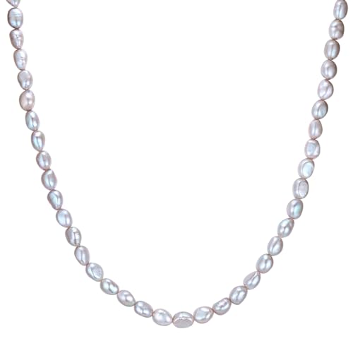Valero Pearls Damen Kette aus 925/- Sterling Silber rhodiniert mit barock Süßwasser-Zuchtperle ca. 6,5-7,0 mm Perlenkette