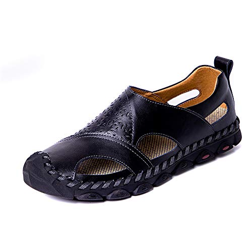 Xieifuxixxx Men's Flat Shoes ????? ?????? ???? ???? ????? ?????? ???? ??? ????? ?? ?????? ????? ????? ????? ??????? ??????? Sandals (Color : Black, Size : 39 EU)