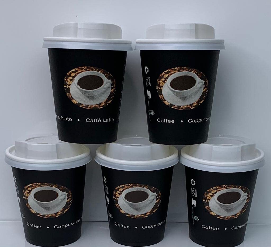 Ol-Gastro-Bedarf 1000 Coffee to GO Becher Schwarz + Deckel 200 ml Pappbecher Coffeebecher