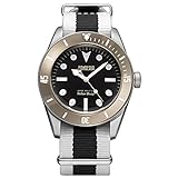 Fonderia Herren-Armbanduhr Casual Analog Textil Nylon-Armband schwarz weiß Quarz-Uhr UAP8A002UNM