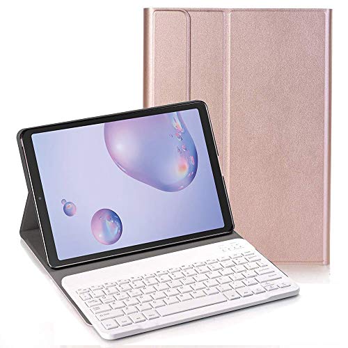 YGoal Tastatur Hülle für Galaxy Tab A 8.4 2020,(QWERTY Englische Layout) Ultradünn PU Leder Schutzhülle mit Abnehmbarer drahtloser Tastatur für Samsung Galaxy Tab A4S 8.4 SM-T307U, Roségold