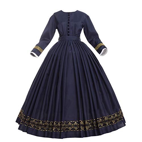 GRACEART Damen 1860s Viktorianisches Kleid Rokoko Party Kostüm (dunkelblau, XL)