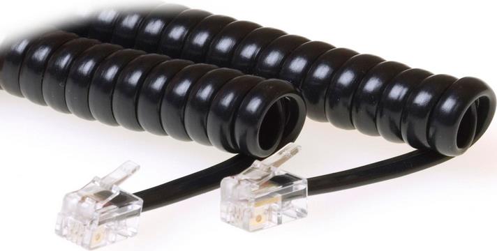 MicroConnect - Telefonkabel - RJ-10 (M) bis RJ-10 (M) - 4 m - gewickelt - Schwarz