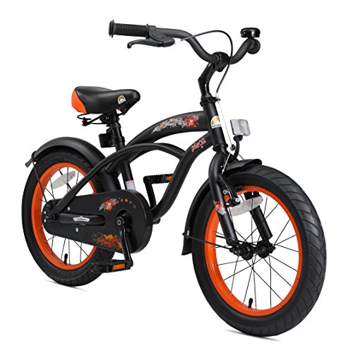 BIKESTAR Kinderfahrrad für Jungen ab 4-5 Jahre | 16 Zoll Kinderrad Cruiser | Fahrrad für Kinder Schwarz (matt) | Risikofrei Testen