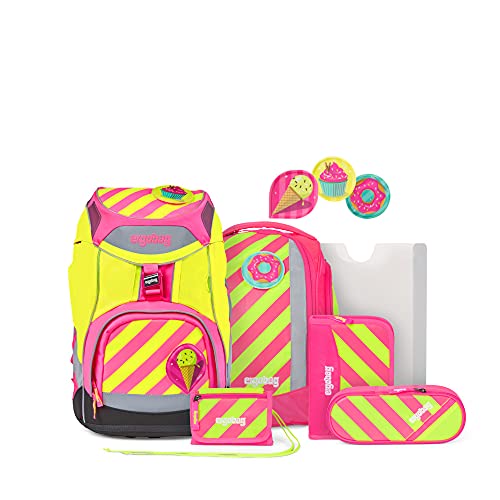 ergobag pack Set - ergonomischer Schulrucksack, Set 6-teilig - StrahleBär - Pink