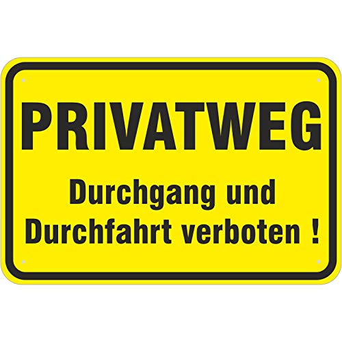 Schild Privatweg Durchgang und Durchfahrt Verboten 400 x 600 mm aus Aluminium-Verbundmaterial 3mm Stark