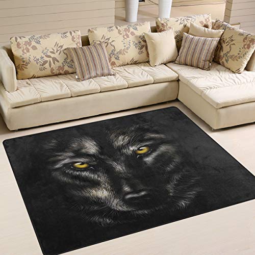 Use7 Schwarzer Wolf Teppich für Wohnzimmer, Schlafzimmer, 203 cm x 147,3 cm