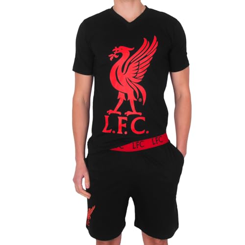 Liverpool FC - Herren Schlafanzug-Shorty - Offizielles Merchandise - Fangeschenk - Schwarz - XXL