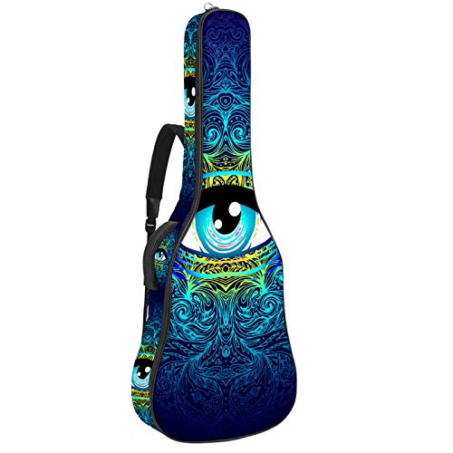 Gitarrentasche mit Reißverschluss, wasserdicht, weich, für Bassgitarre, Akustik- und klassische Folk-Gitarre, modisches Design mit blauen Augen