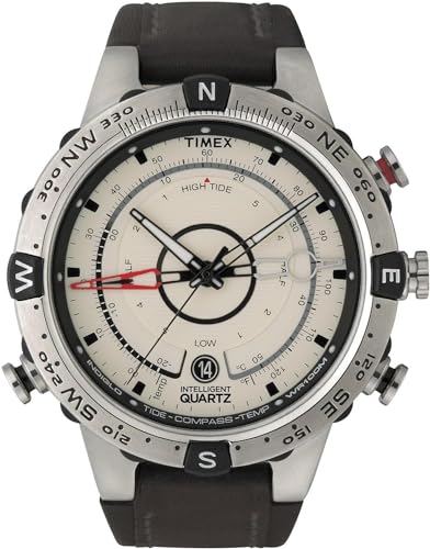 Timex Intelligent Quartz Herren-Armbanduhr Tide-Temp-Compass 45 mm Lederarmband T2N721