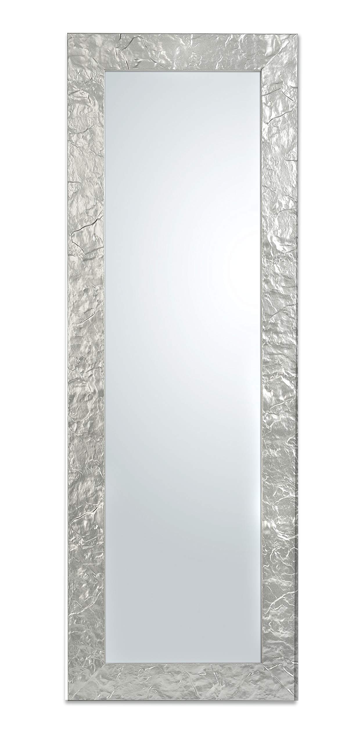 MO.WA Spiegel Wandspiegel Silber 50x145 Lehnspiegel Modern Holzrahmen Garderobenspiegel Flurspiegel Bodenspiegel Schlafzimmer Eingangspiegel Holzspiegel