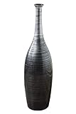 VIVANNO Vase Deko Bodenvase Dekoration Fiberglas Delgada, Schwarz Silber 34 x 15 cm