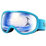 Supertrip Skibrille verspiegelt Schneebrille Unisex UV400 Schutz Snowboardbrille für Brillenträger Antifog Antifog Ski-Schutzbrillen Damen Herren Blau 18.5% VLT
