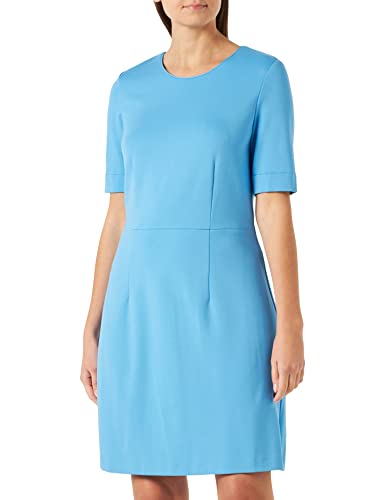 Taifun Damen Etuikleid mit halbem Arm halber Arm, mit Schlitz Kleid Langarm kurz Kleid unifarben kurz, knieumspielend Clear Sky 44