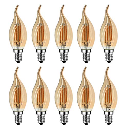 E14 LED Kerzenform, MENTA 10er Pack E14 Kerze LED Lampe, 4W ersetzt 40 Watt Kerze, 2700K Warmweiß, E14 Filament Fadenlampe, 220-240V AC, 400lm, 360° Abstrahlwinkel, nicht dimmbar, Retro Lampe