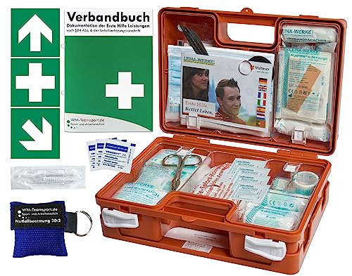 Erste-Hilfe-Koffer Quick -Paket 1- mit"Notfallbeatmungshilfe" für Betriebe DIN/EN 13157 + DIN 13164 für KFZ - incl. 1. Hilfe Folienaufkleber